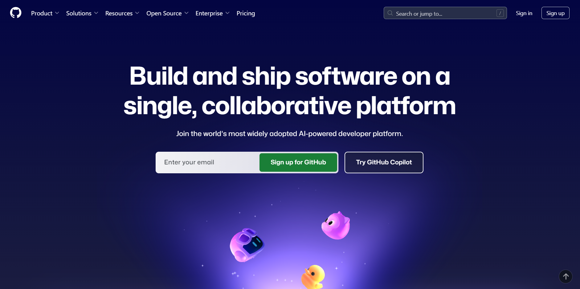 Página principal de GitHub